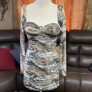 ZARA Stylish Multicolor Ruched Women's Dress